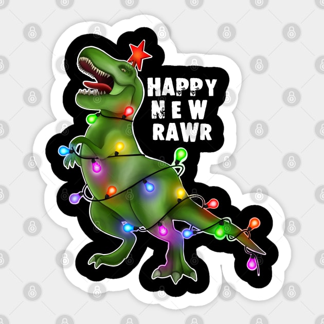 Happy new rawr trex Christmas tree Sticker by Meakm